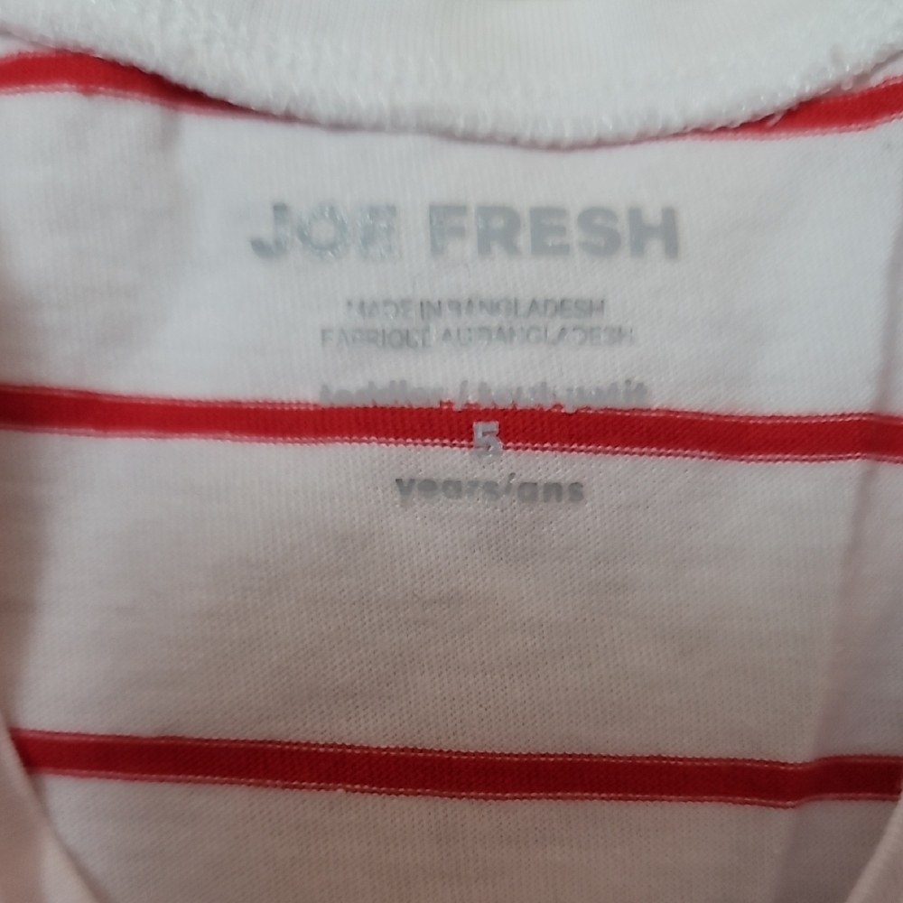 Joe Fresh,Striped Red and White Dress, Size 5, Cotton, - Picture 3 of 5